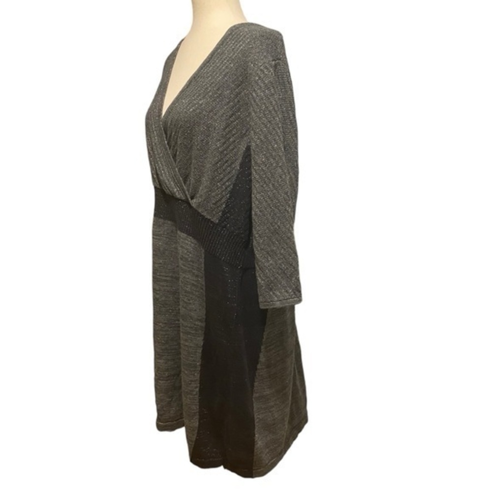 Lane Bryant Sweater Dress Size 18 20 Gray Long Sleeve Sparkle V-Neck Womens - Picture 2 of 7
